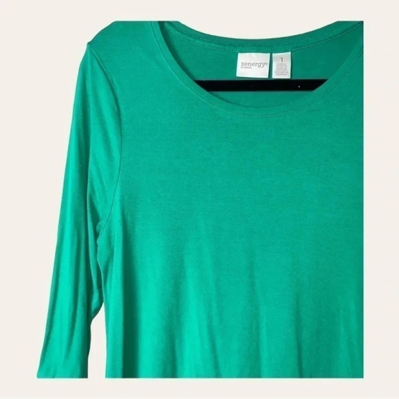 Women’s ZENERGY BY‎ CHICO’S KELLY GREEN TOP SIZE MEDIUM - Picture 5 of 8